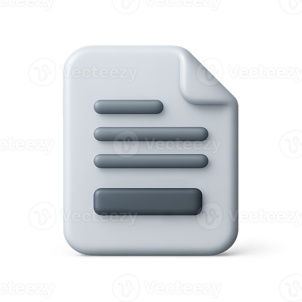 Simple 3D Document Icon for Digital Compositions and Designs png