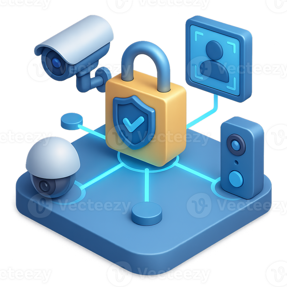 Modern Smart Security Network Concept with Iconic Visual Elements png