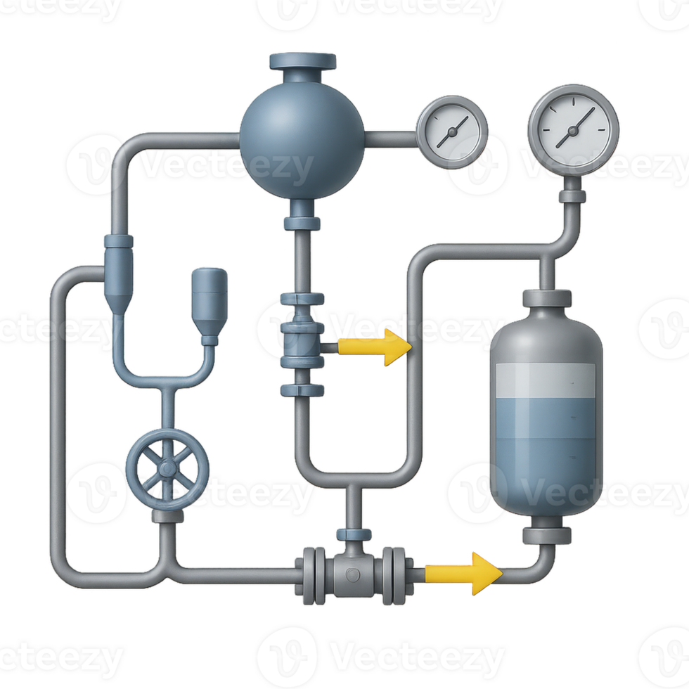 3D Simple Piping Diagram for Fluid Mechanics Applications png