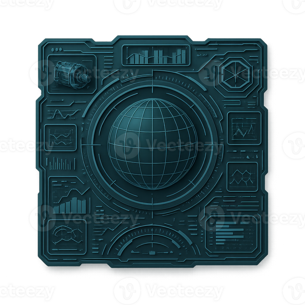 futurista hud interface com gráficos e global elementos png