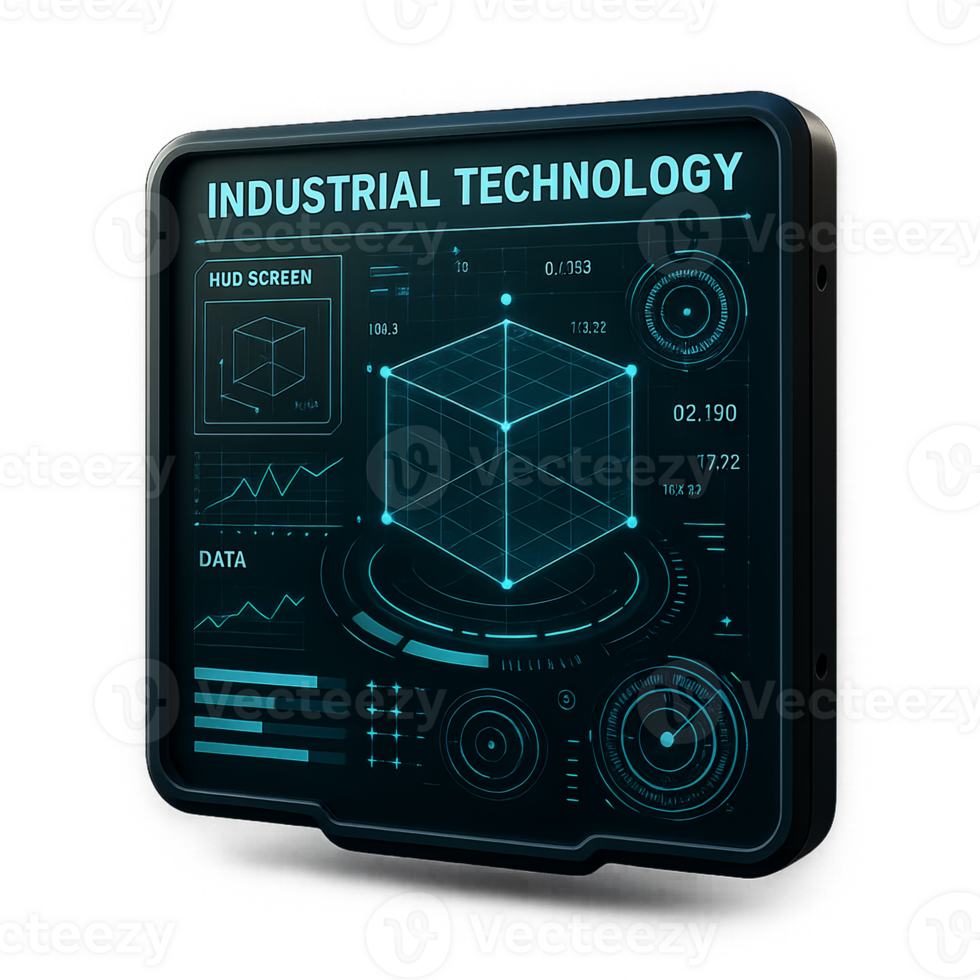 Modern Industrial Technology Interface with Data Visualization Elements png
