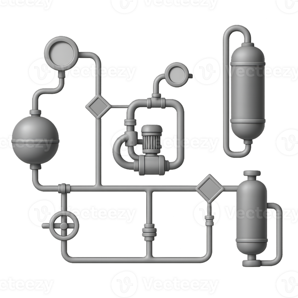 Simple 3D Piping Diagram for Industrial Design and Engineering Use png