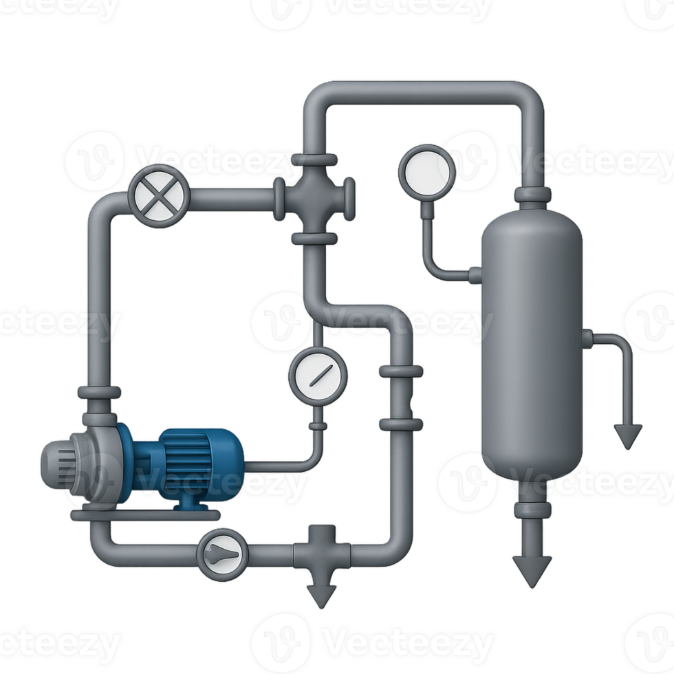 3D Diagram of Simple Piping System for Industrial Applications png