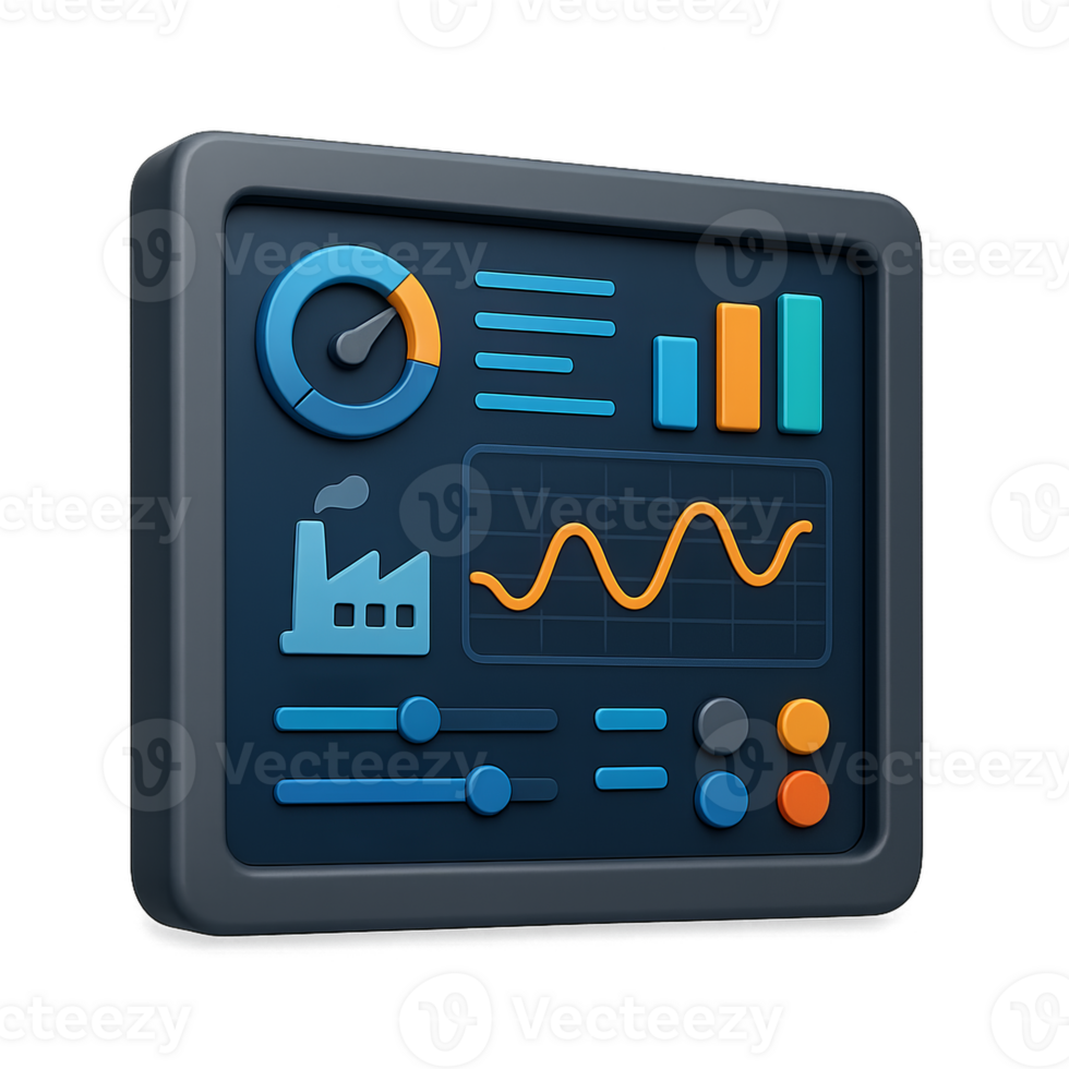 Simple 3D Industrial Technology Screen Interface Design Example png