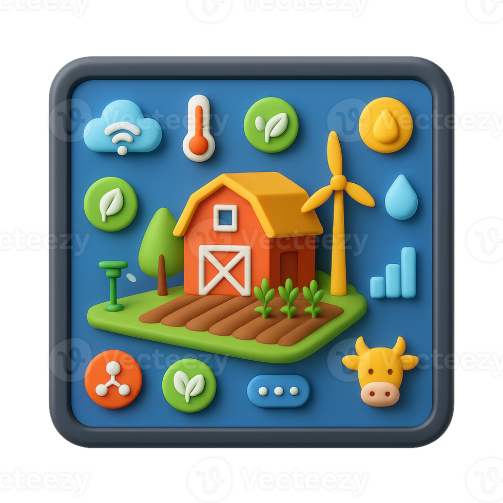 Simple Smart Farm Interface Design with Agriculture Icons and Graphics png