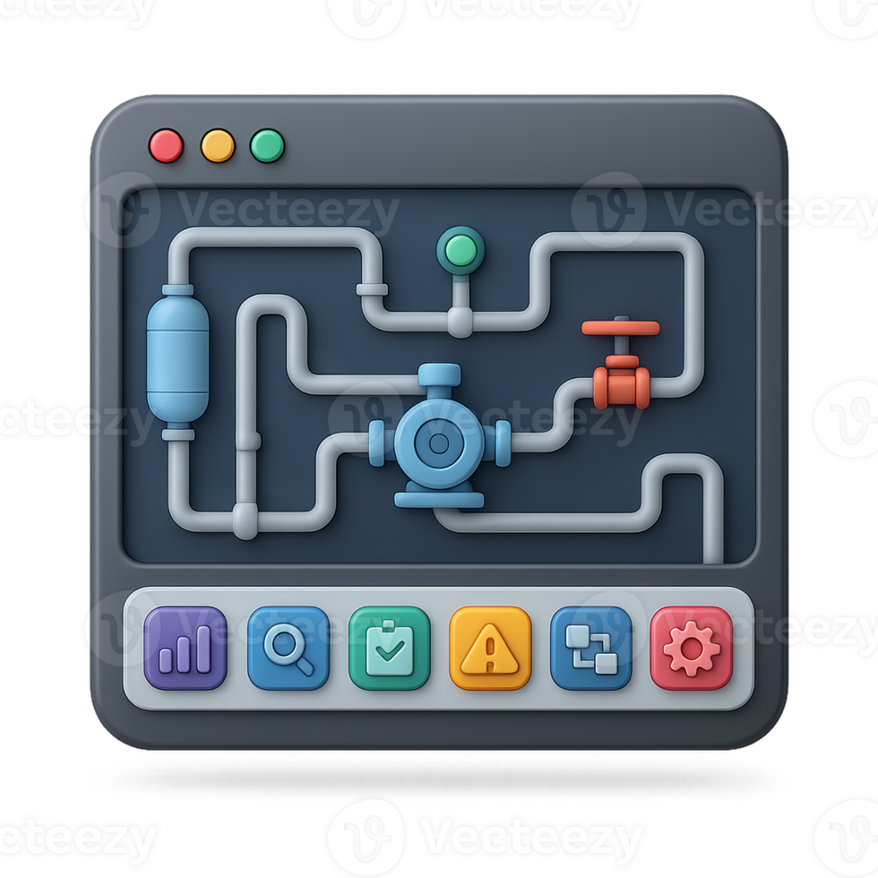 3D Interface Design Featuring Simple Piping System Elements png