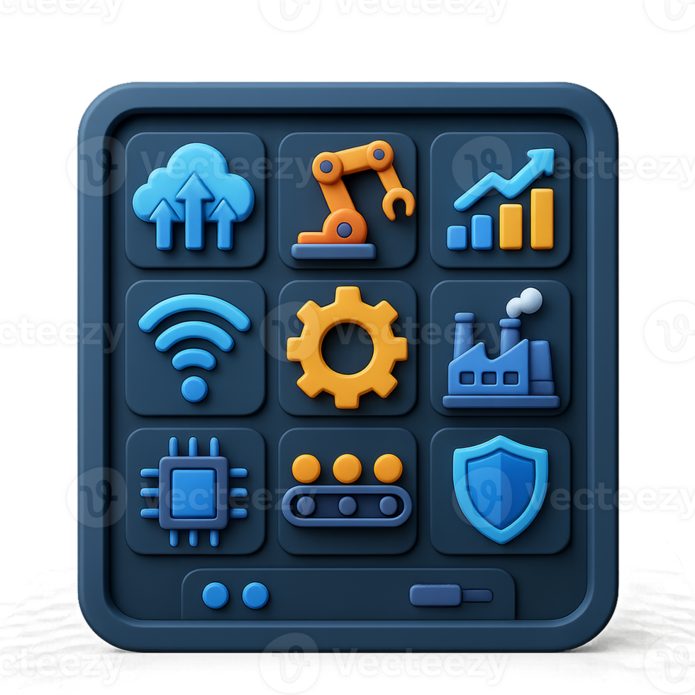 Smart Industrial Interface Icons for Modern Innovation and Design png