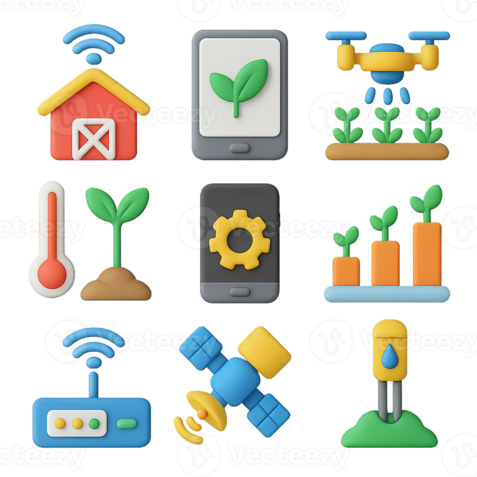 Smart Farm Icons Set for Agriculture Technology and Innovation png
