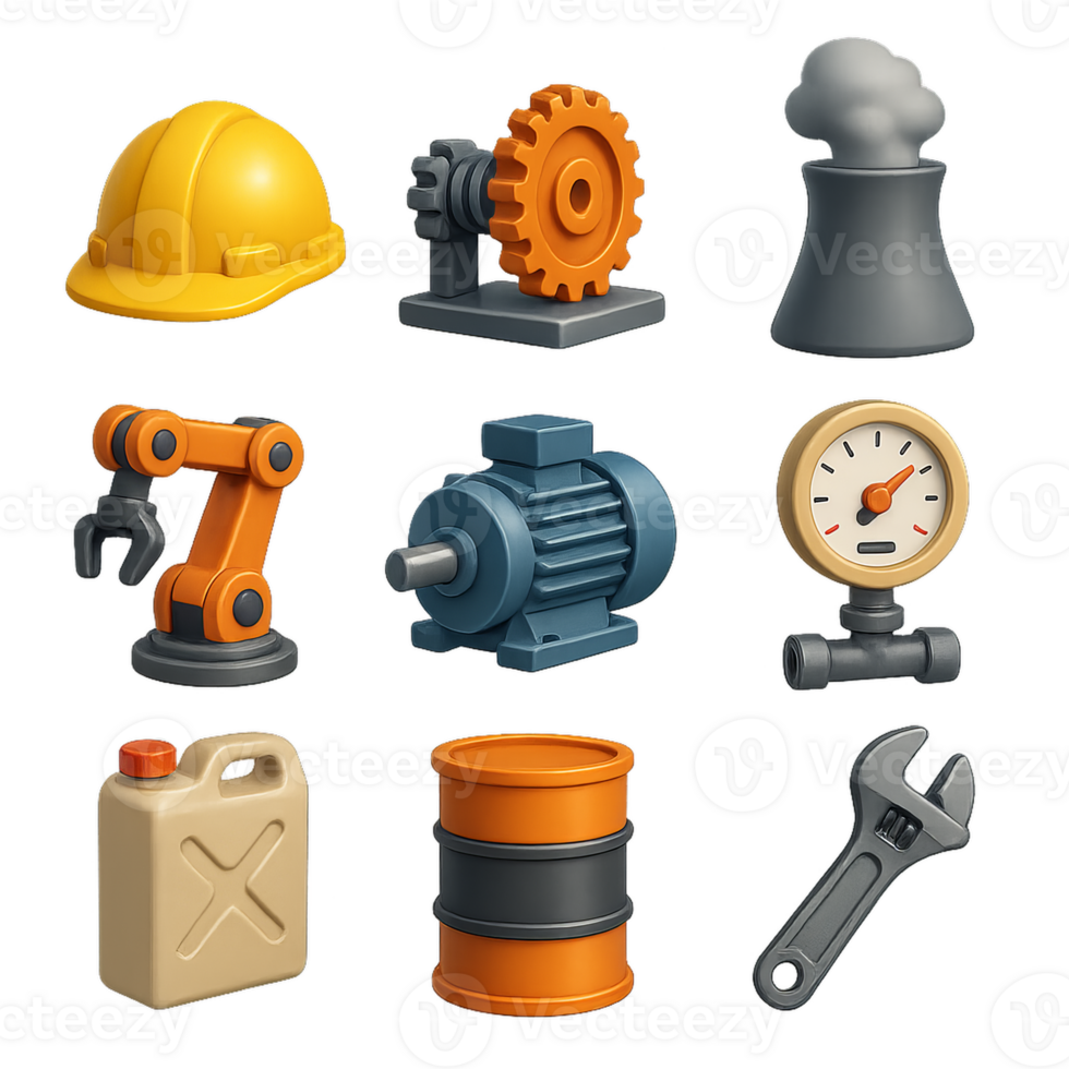 3D Industrial Icons Collection for Simple Composition and Design png