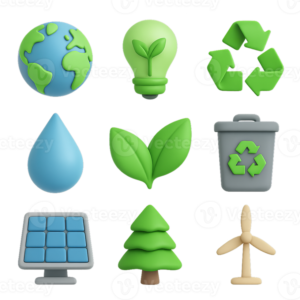 Eco-Friendly Icons Set for Sustainable Design and Environmental Awareness png