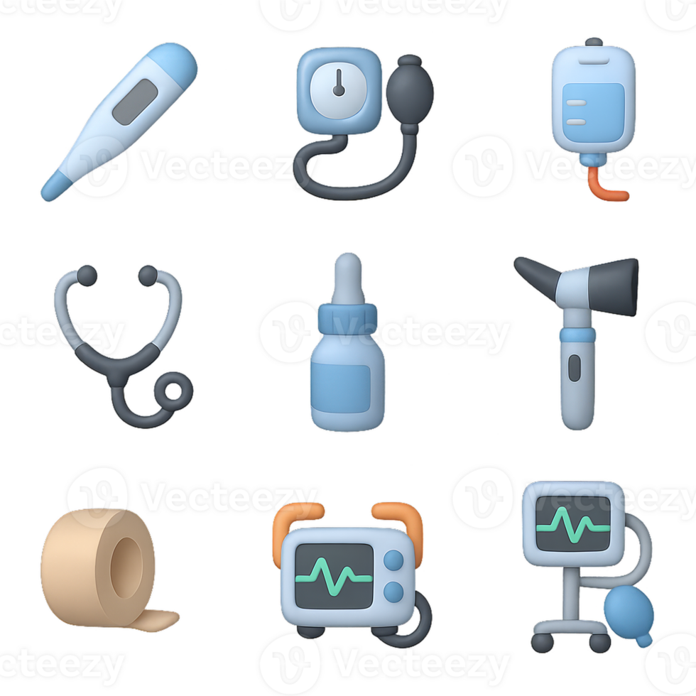 3D Medical Icons for Health Care and Wellness Designs png