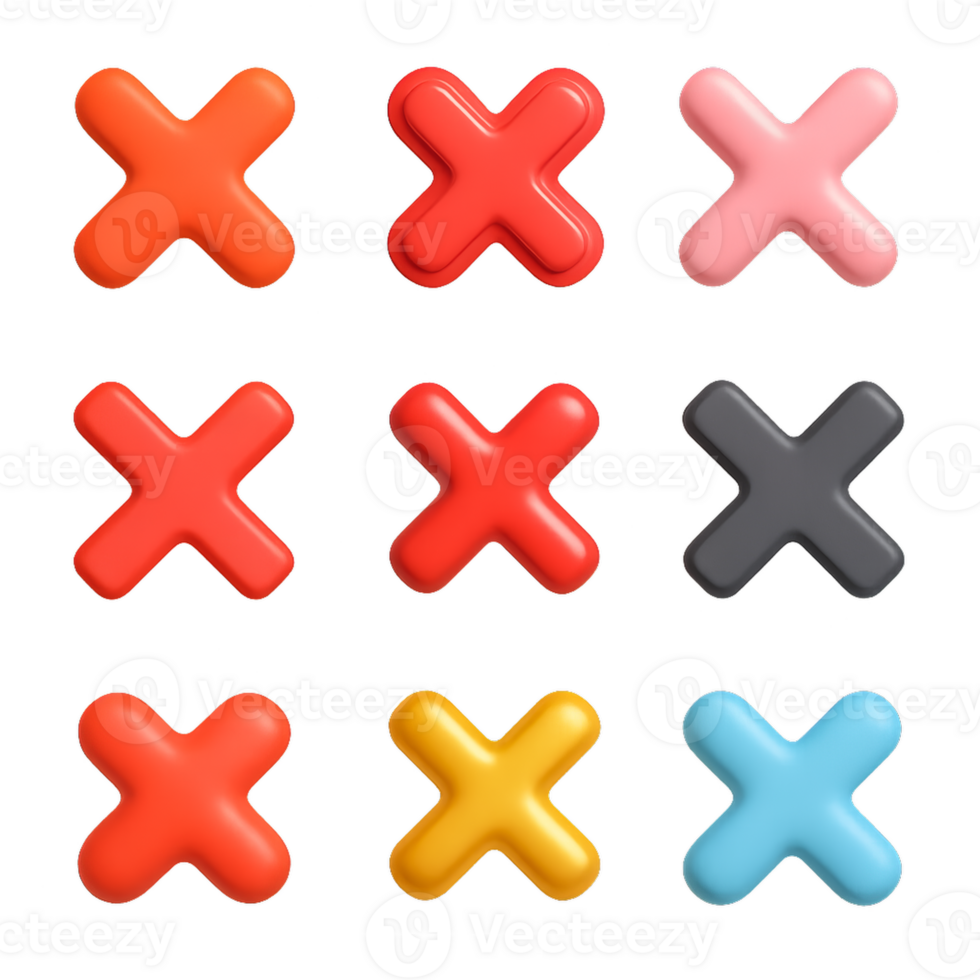Simple 3D Cross Icons Collection in Vibrant Colors for Design Use png