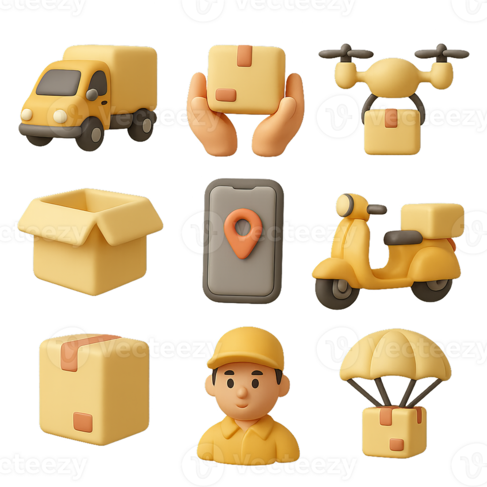 3D Delivery Icons for Simple Logistics and Shipping Solutions png
