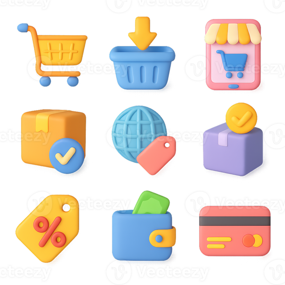 3D Icons for E-commerce Design and Simple Transactions png