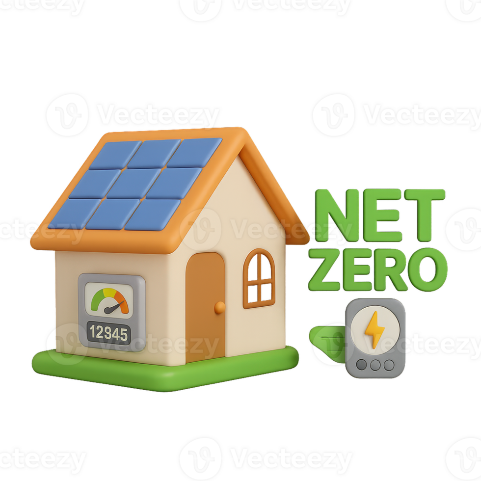 Solar Powered House Model with Net Zero Concept and Energy Meter png