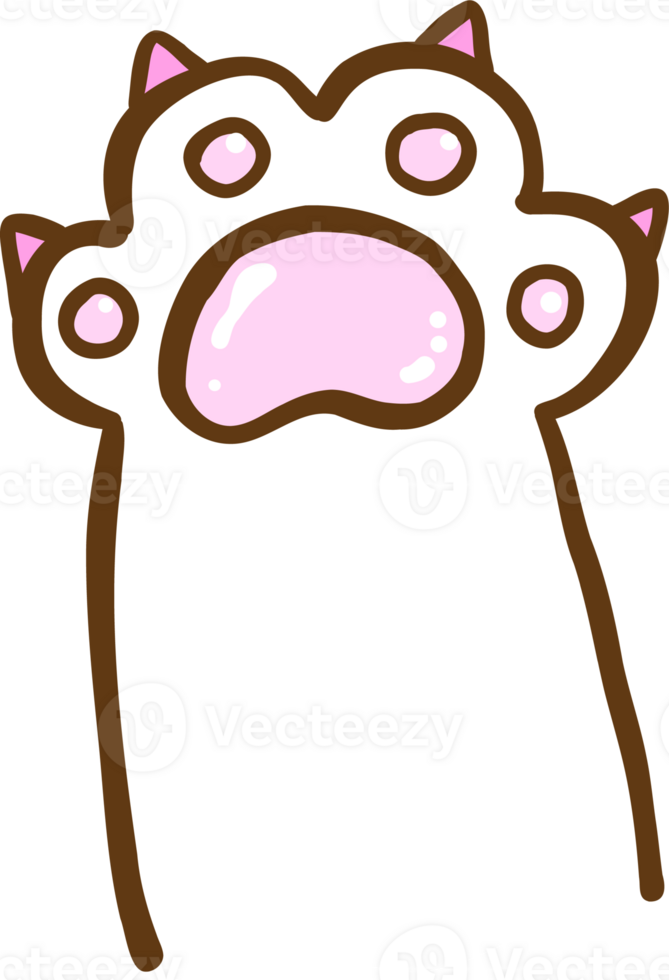 Cute Cat Paw with nails Cartoon Doodle png