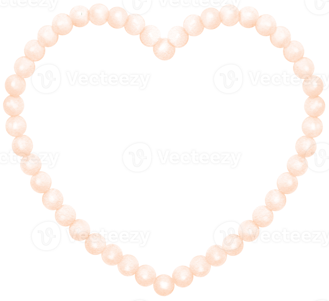 White Pearl Frame Heart shape watercolor png