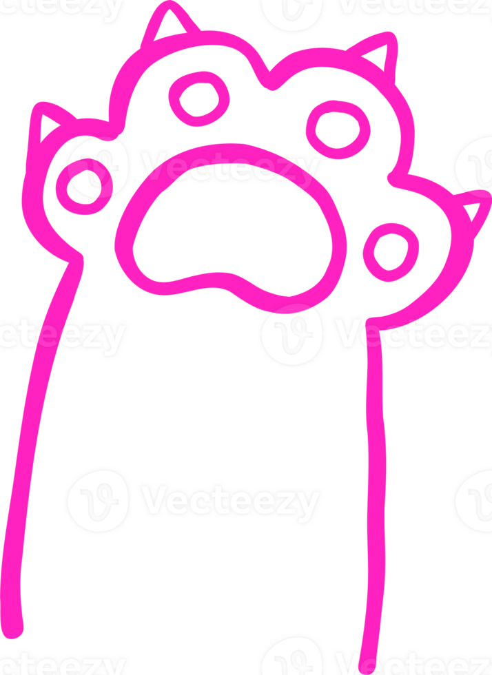 Cute Cat Paw with beans Outine Doodle png