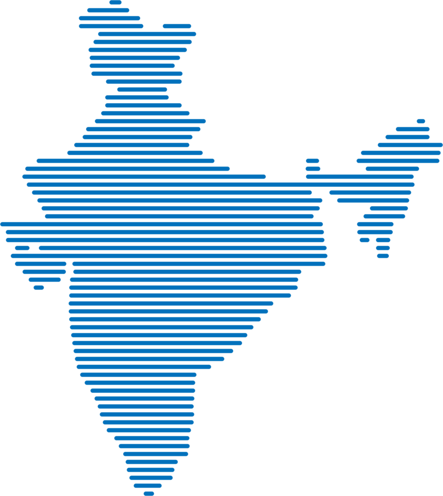 horizontal line drawing of india map. png