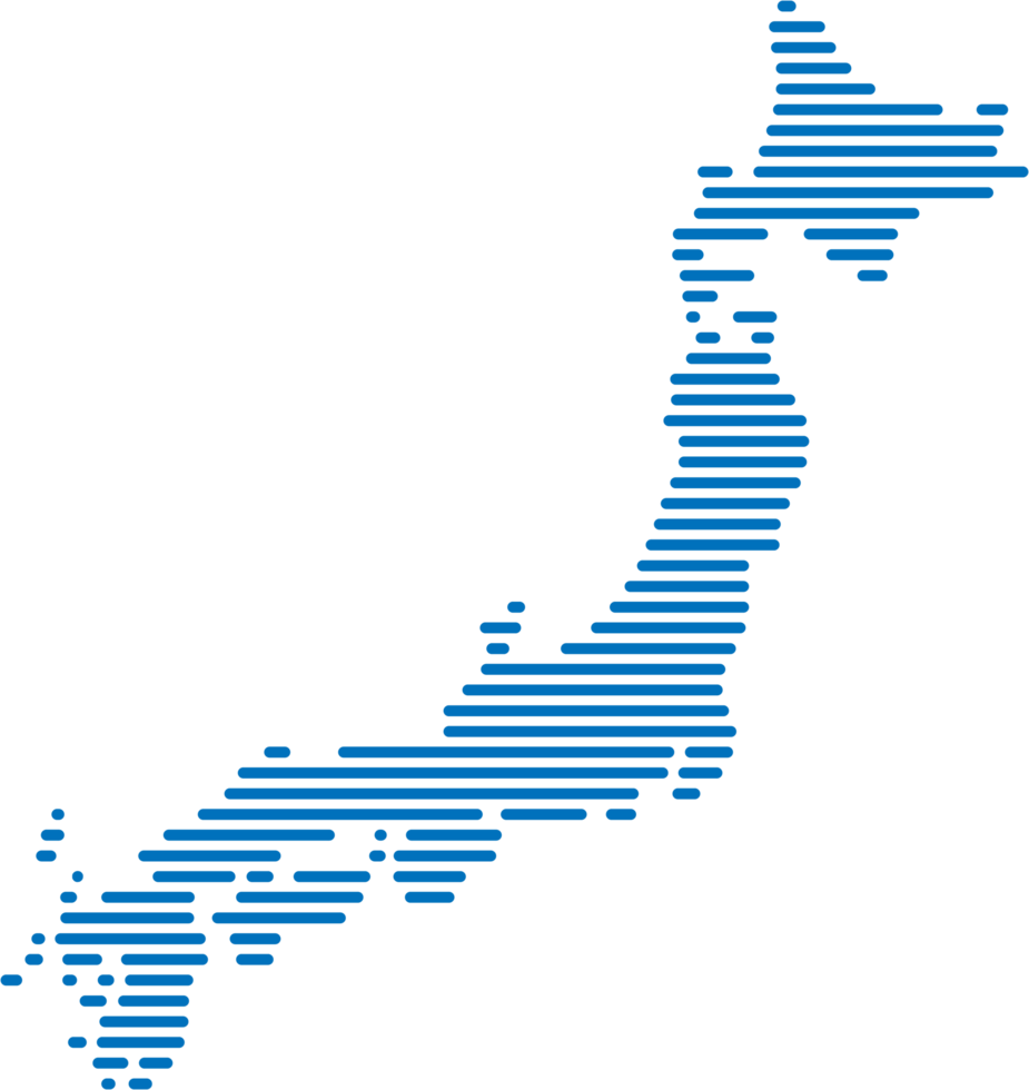 horizontal line drawing of japan map. png