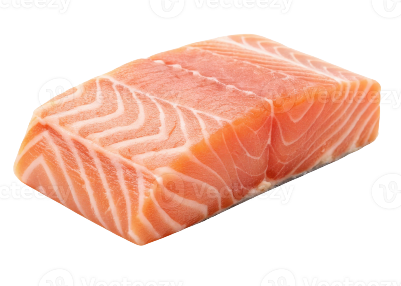 Fresh salmon fillet with vibrant orange color and white fat lines perfect for cooking or sushi preparation png
