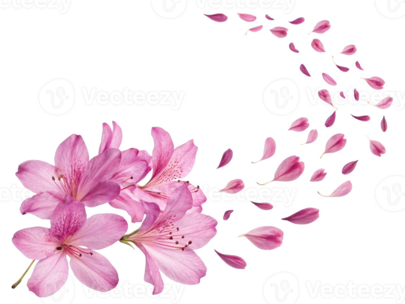 Beautiful rhododendron flower displays delicate pink petals that gracefully scatter, creating serene and enchanting atmosphere png