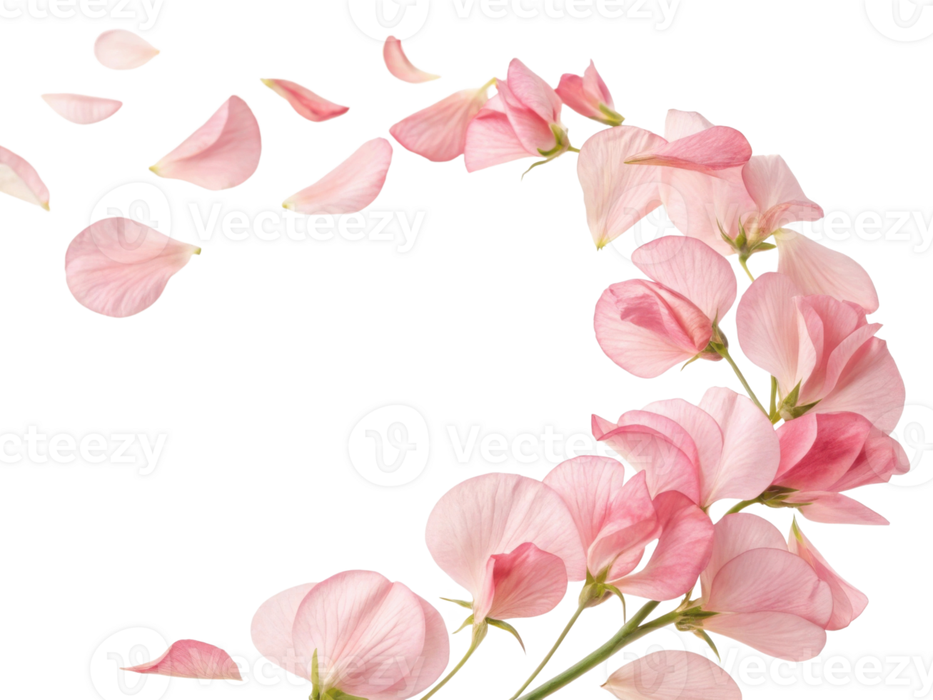 Sweet pea flowers gracefully cascade, their delicate petals creating beautiful display of nature charm and elegance png