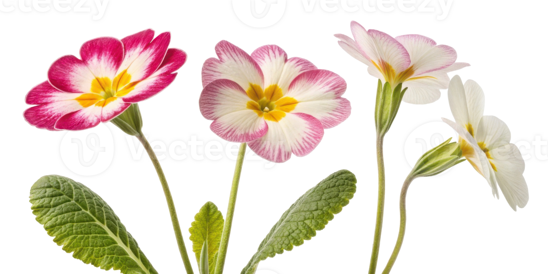 Primrose flowers bloom vibrant colors showcasing their beauty and charm. These delicate flowers add touch of elegance to any garden or arrangement png