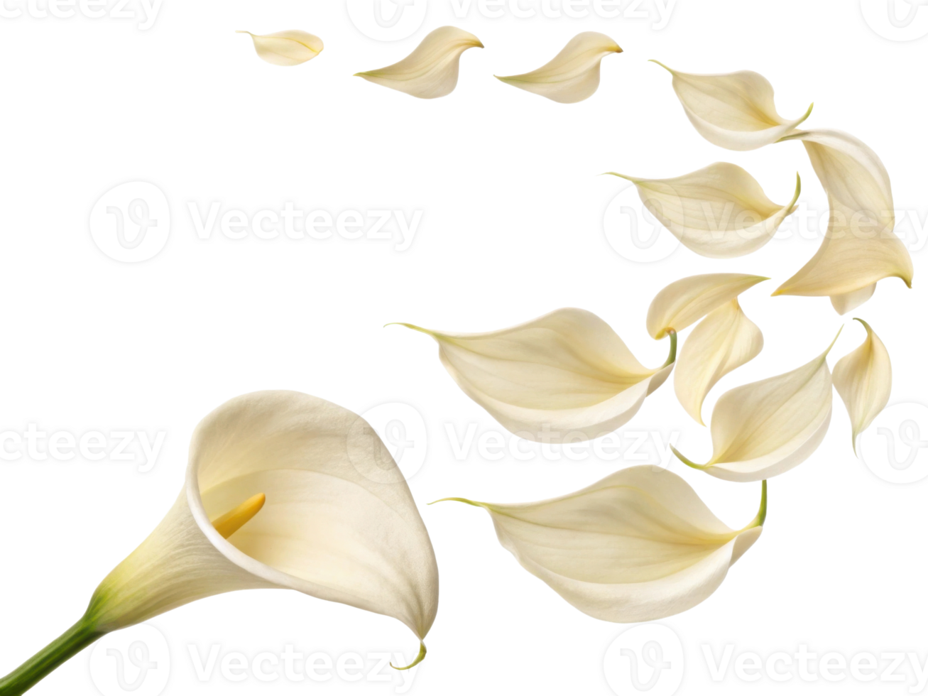 Beautiful calla lily flower gracefully displays its elegant petals, creating serene and calming atmosphere png