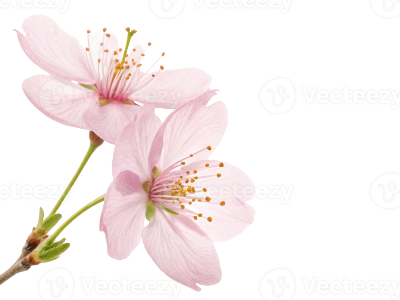 Beautiful cherry blossom flowers bloom gracefully, showcasing delicate pink petals and vibrant yellow stamens in serene display of nature beauty png