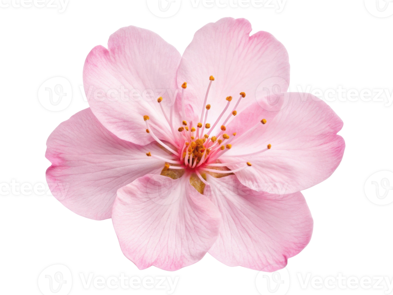 Beautiful cherry blossom flower with delicate pink petals and vibrant yellow stamens, symbolizing spring arrival and renewal png