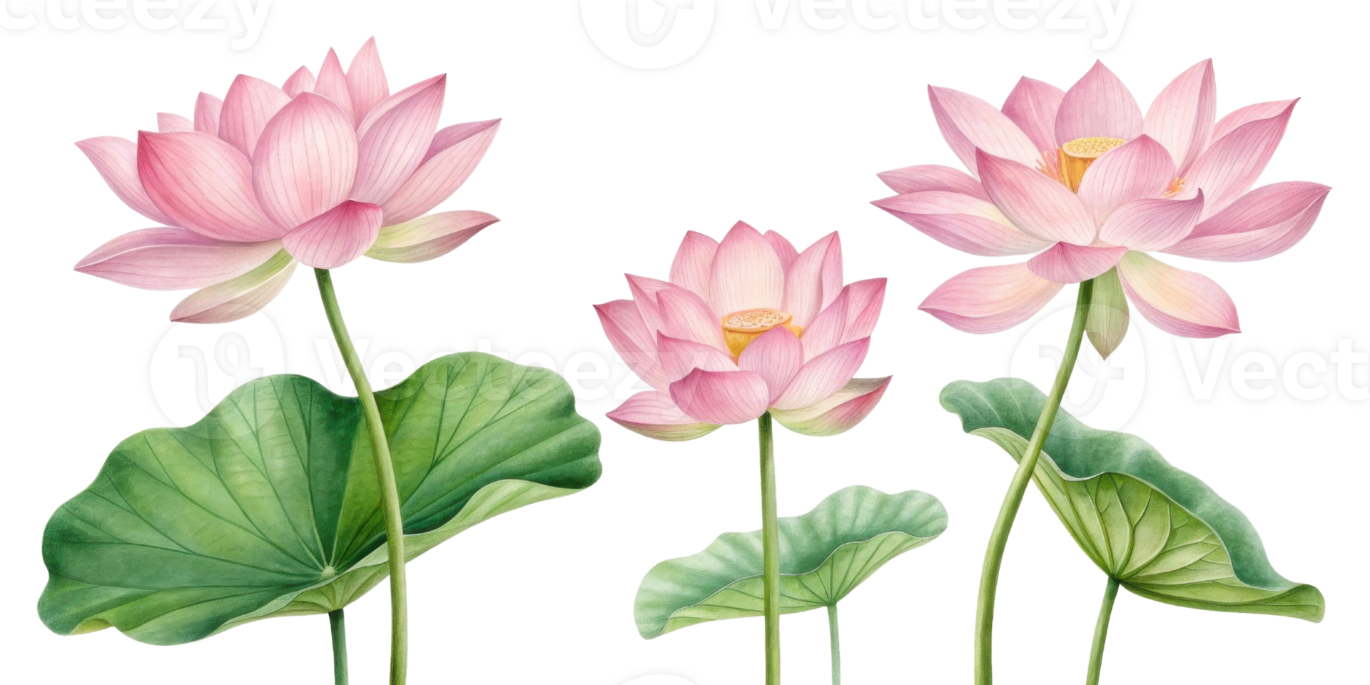 Beautiful lotus flowers bloom gracefully, showcasing their delicate petals and vibrant colors amidst lush green leaves png