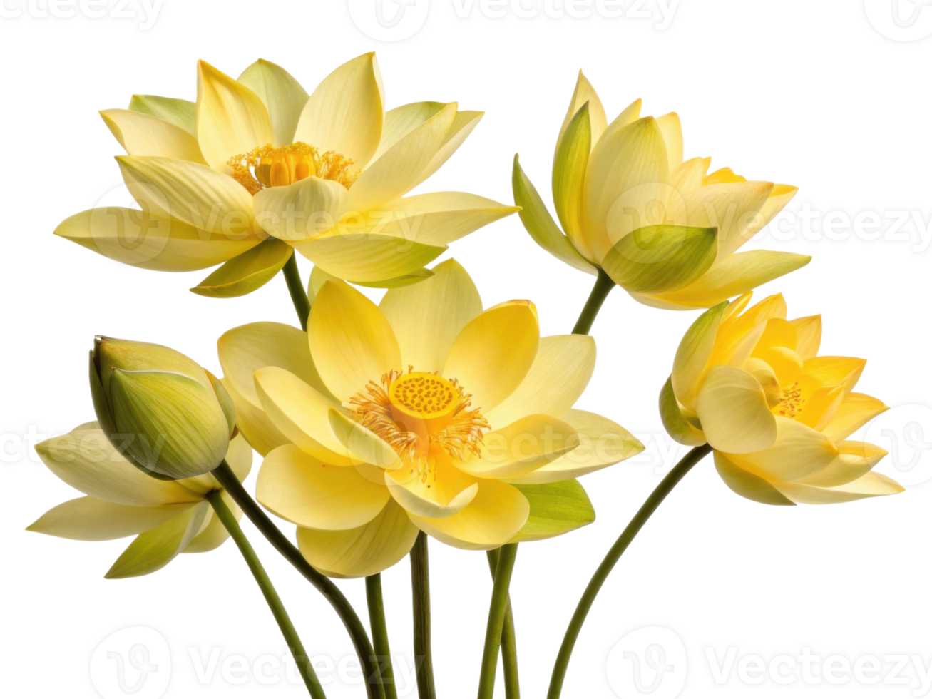 Beautiful yellow lotus flowers bloom gracefully, showcasing their delicate petals and vibrant colors in serene display of nature beauty png