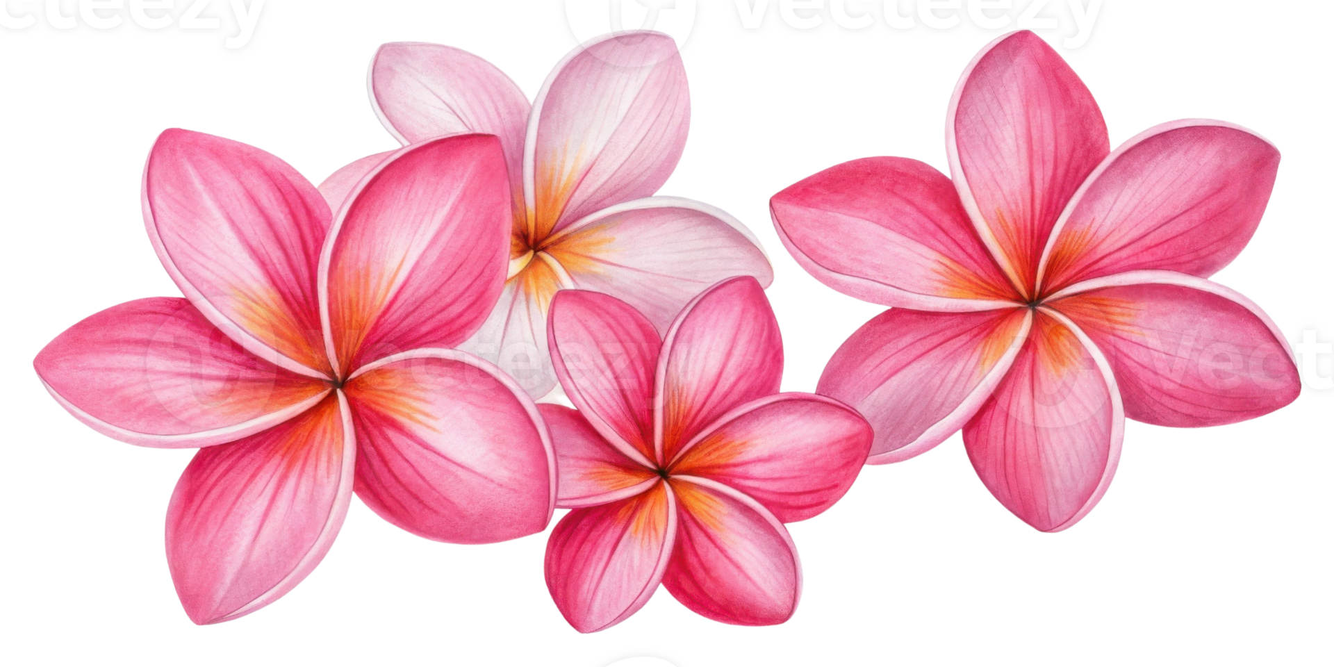 Beautiful arrangement of plumeria flowers showcases their vibrant pink hues and delicate petals, evoking sense of tropical paradise png