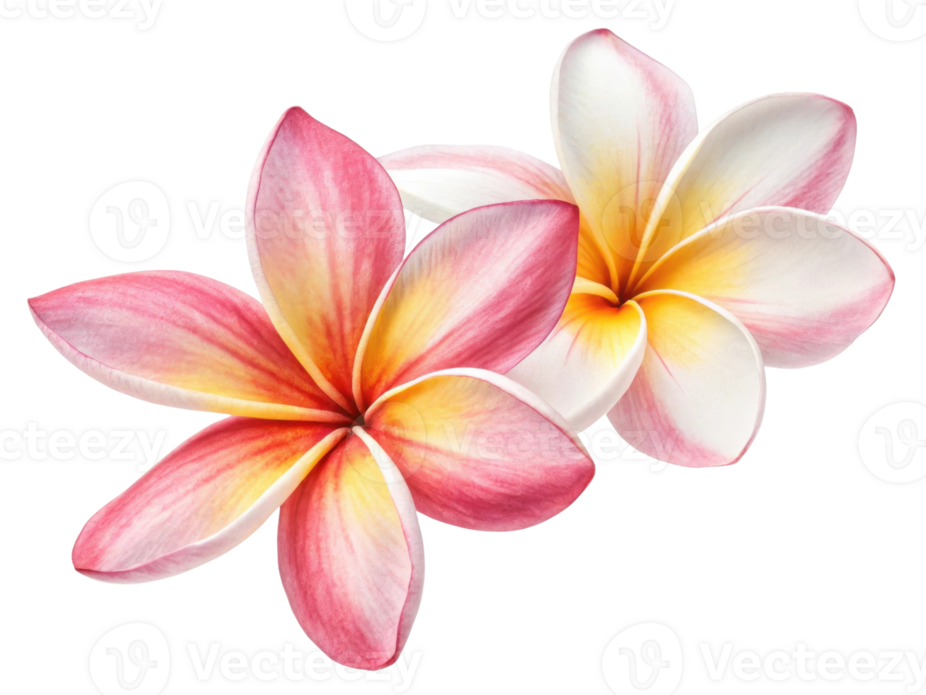 Beautiful plumeria flowers showcase vibrant colors and delicate petals, creating serene and joyful atmosphere png