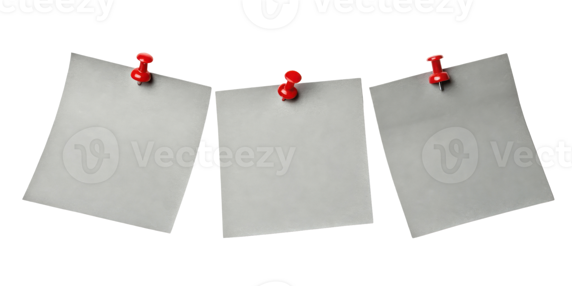 Three blank sticky notes pinned to surface create clean and organized look perfect for reminders and messages png