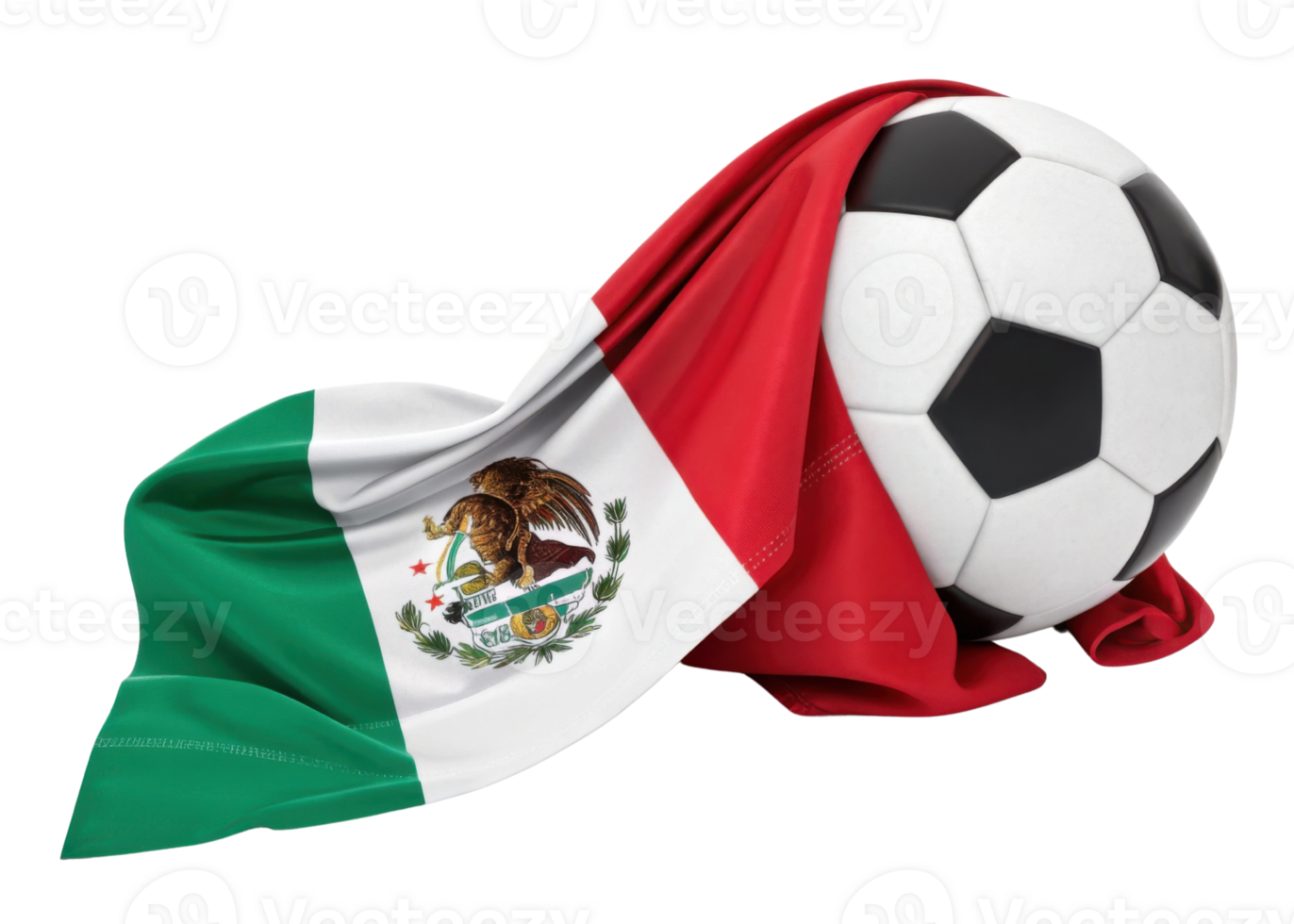 Soccer ball draped in Mexican flag symbolizes passion for sport as 2026 World Cup approaches, uniting fans worldwide png