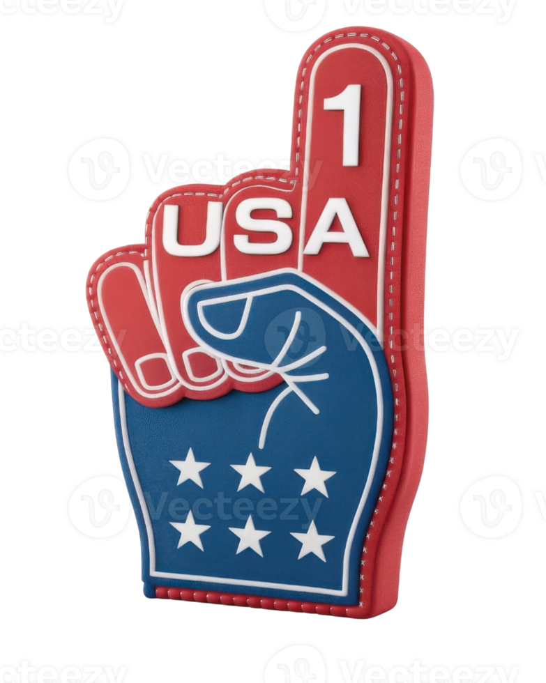 Cheer for 2026 World Cup with this vibrant foam finger featuring USA flag design, perfect for showing your support and excitement png