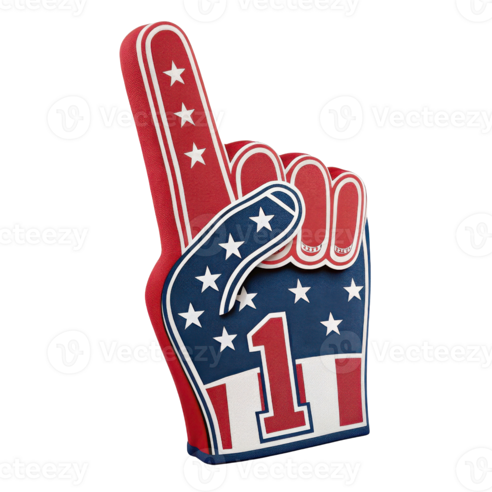 Cheer for your team with this vibrant foam finger, perfect for 2026 World Cup celebration, showcasing patriotic colors and design png
