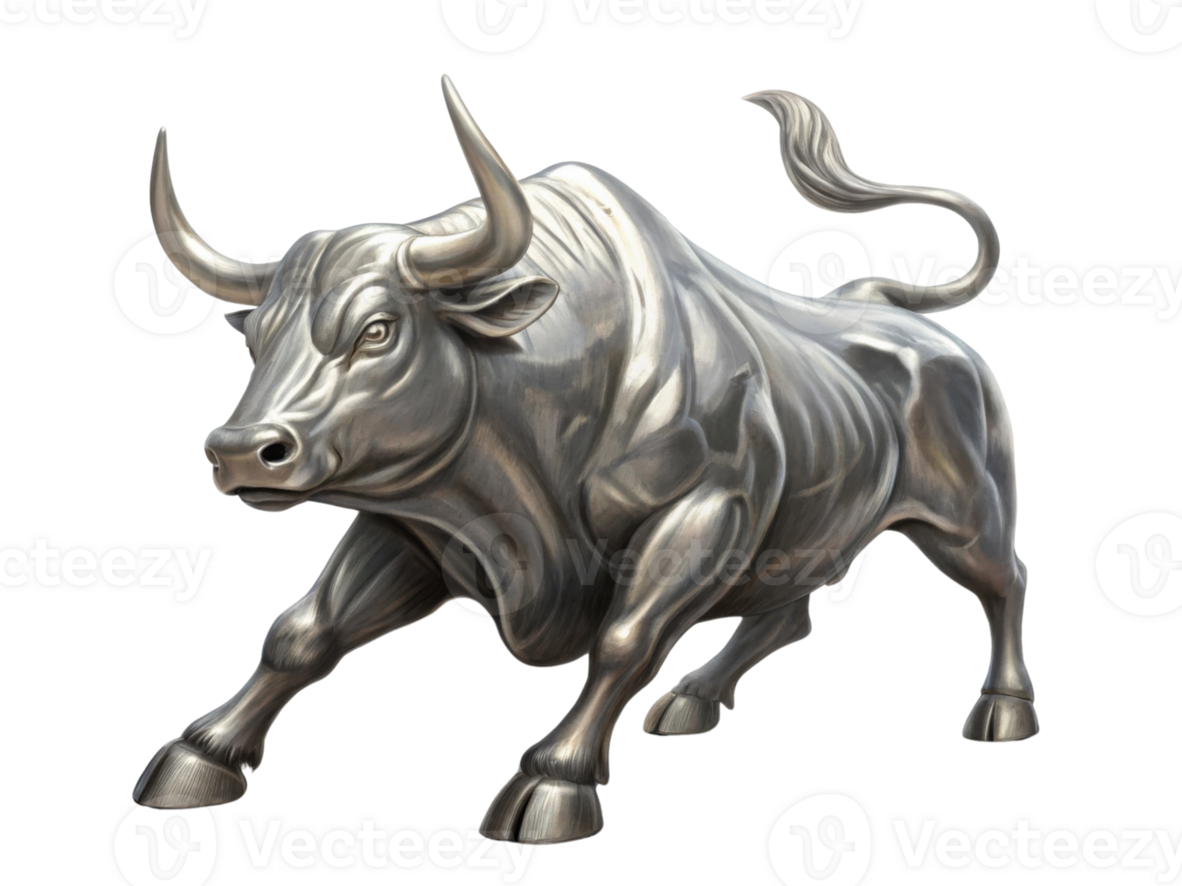 Powerful bull symbolizes strength and resilience in dynamic market environment. This striking figure captures essence of thriving market png