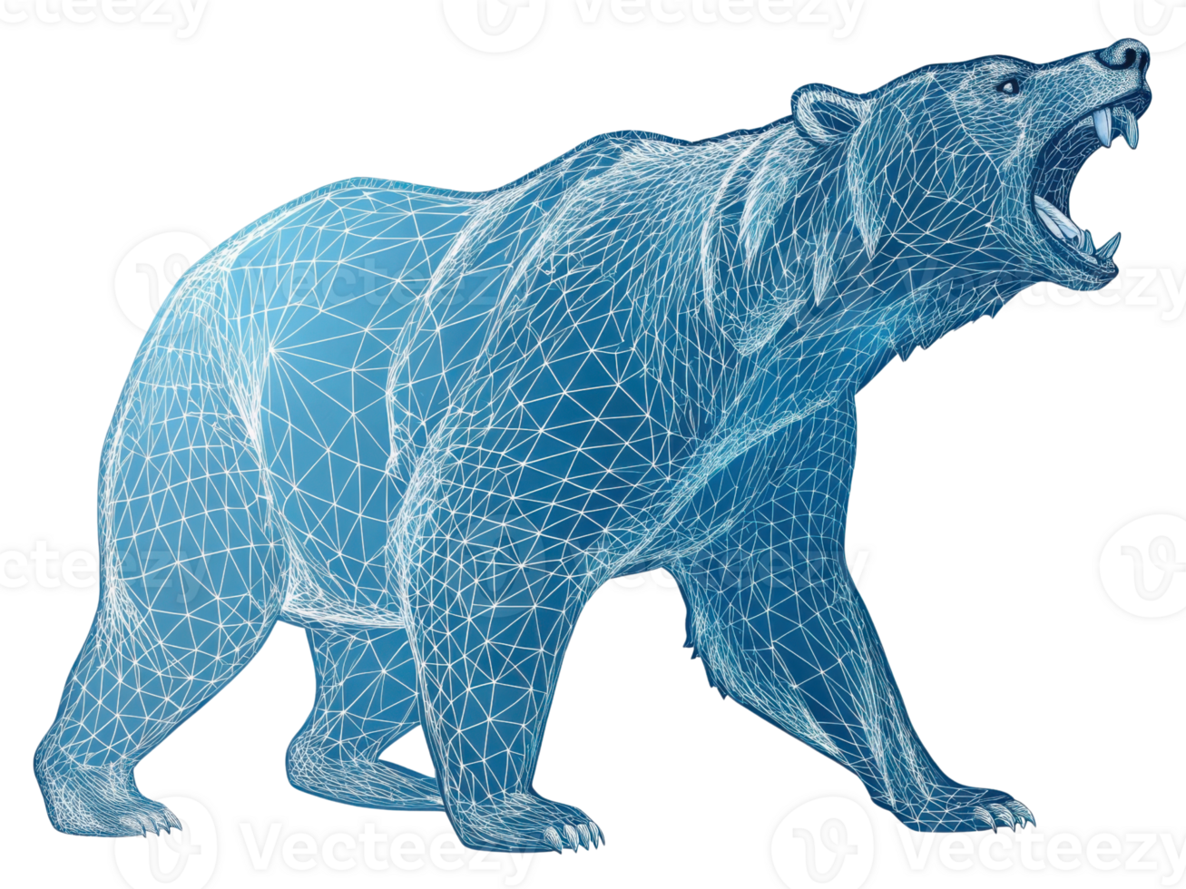 Stunning wireframe bear design symbolizes strength and resilience in dynamic market environment png