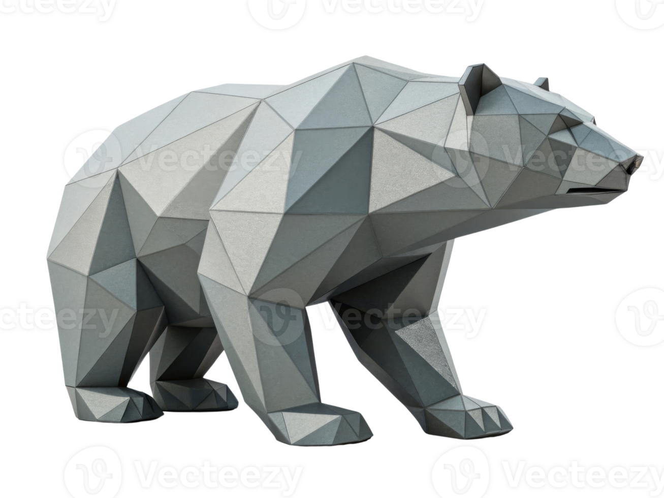 Geometric bear sculpture stands proudly in modern design, showcasing sharp angles and sleek finish that captures attention png