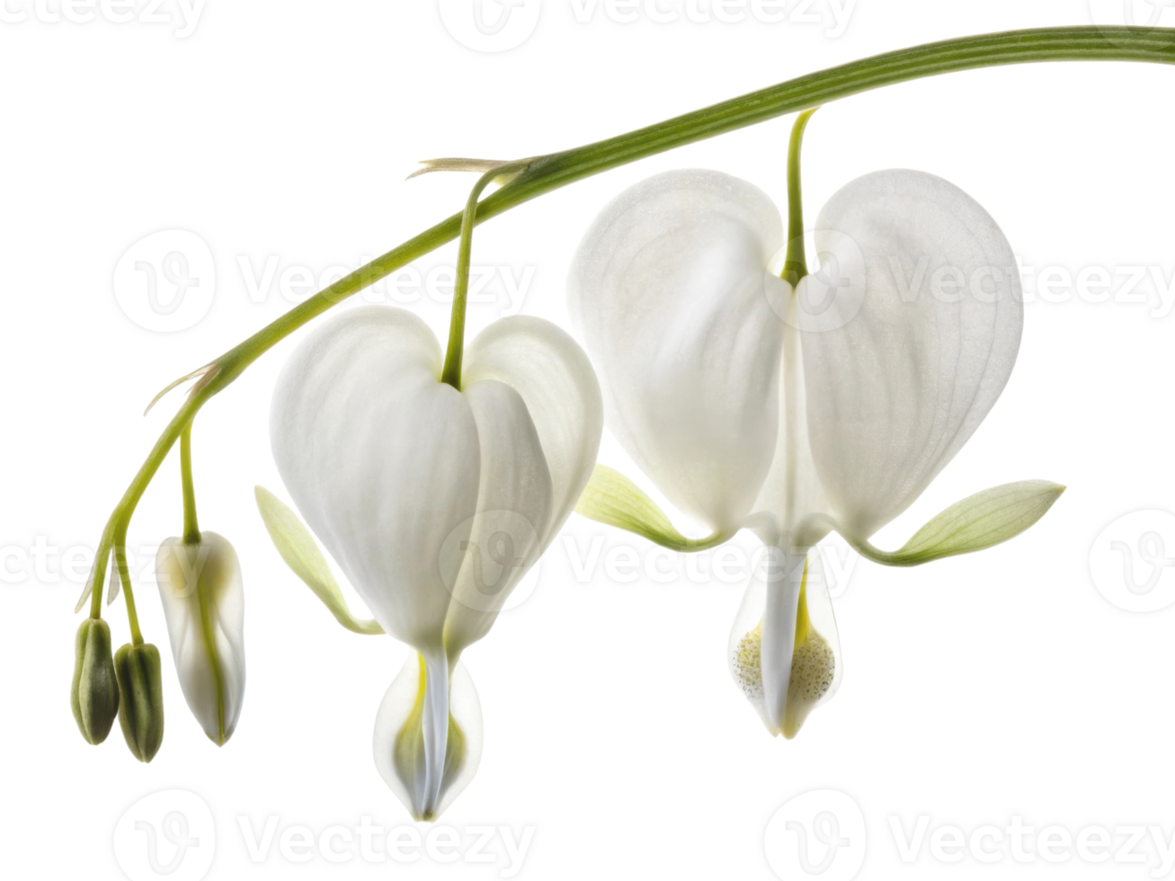 Delicate white flowers resembling hearts bloom gracefully, evoking emotions of love and beauty, like bleeding heart flower in nature png