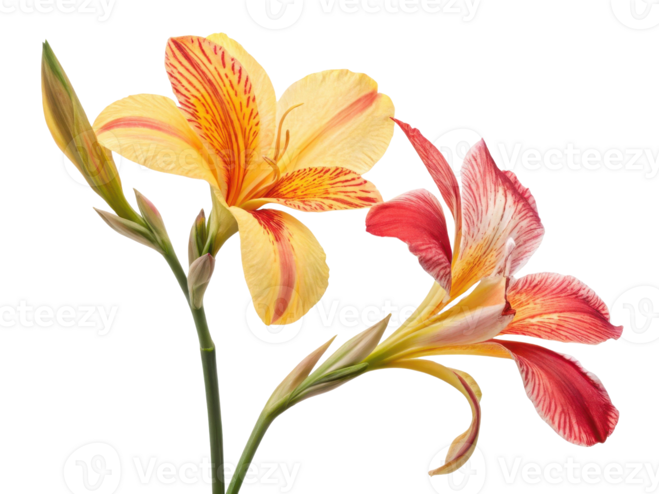 Beautiful canna flowers bloom in vibrant colors showcasing their unique patterns and elegance png