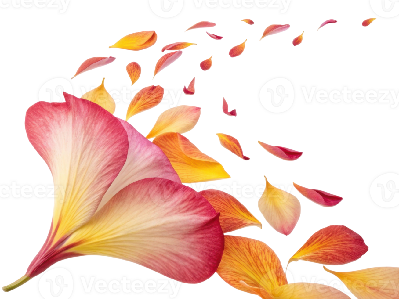 Beautiful petals drift gracefully in air, showcasing vibrant colors and delicate textures of canna flower png