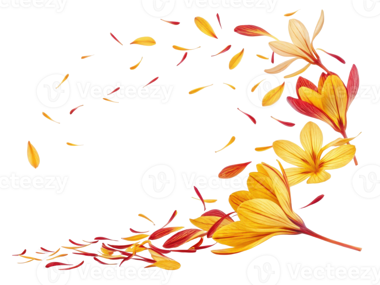 Saffron flowers bloom with vibrant petals creating beautiful display of color and elegance in nature garden png