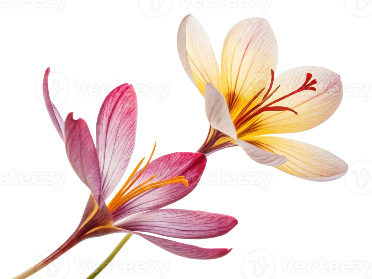Saffron flowers bloom beautifully with vibrant colors showcasing their delicate petals and intricate details png