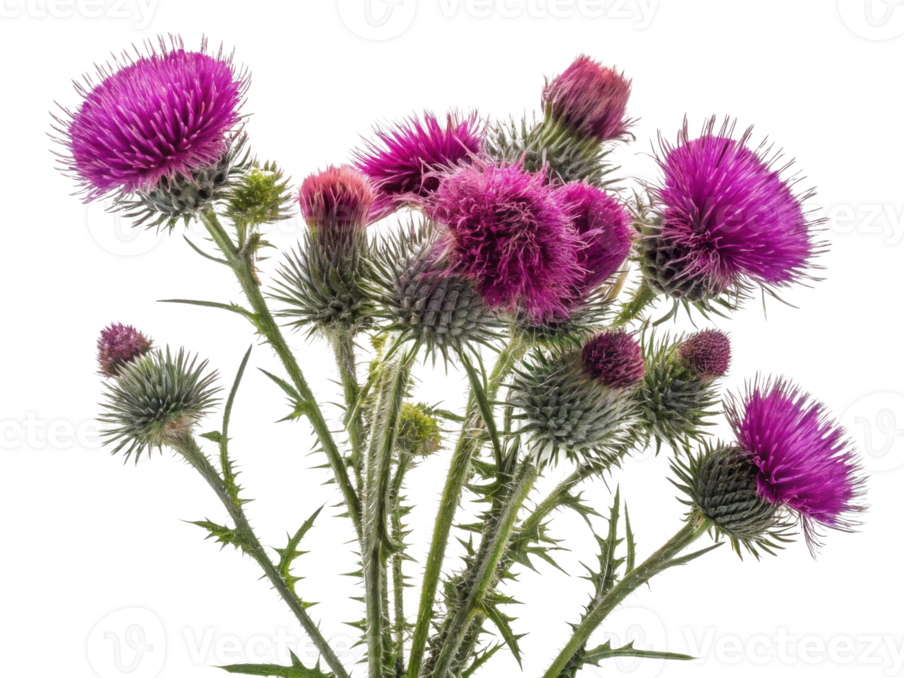 Thistle flowers bloom vibrantly with their striking purple hues creating stunning display of nature beauty png