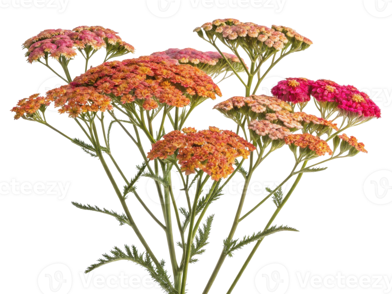 Yarrow flowers bloom in vibrant colors creating stunning display that brightens any garden or floral arrangement png