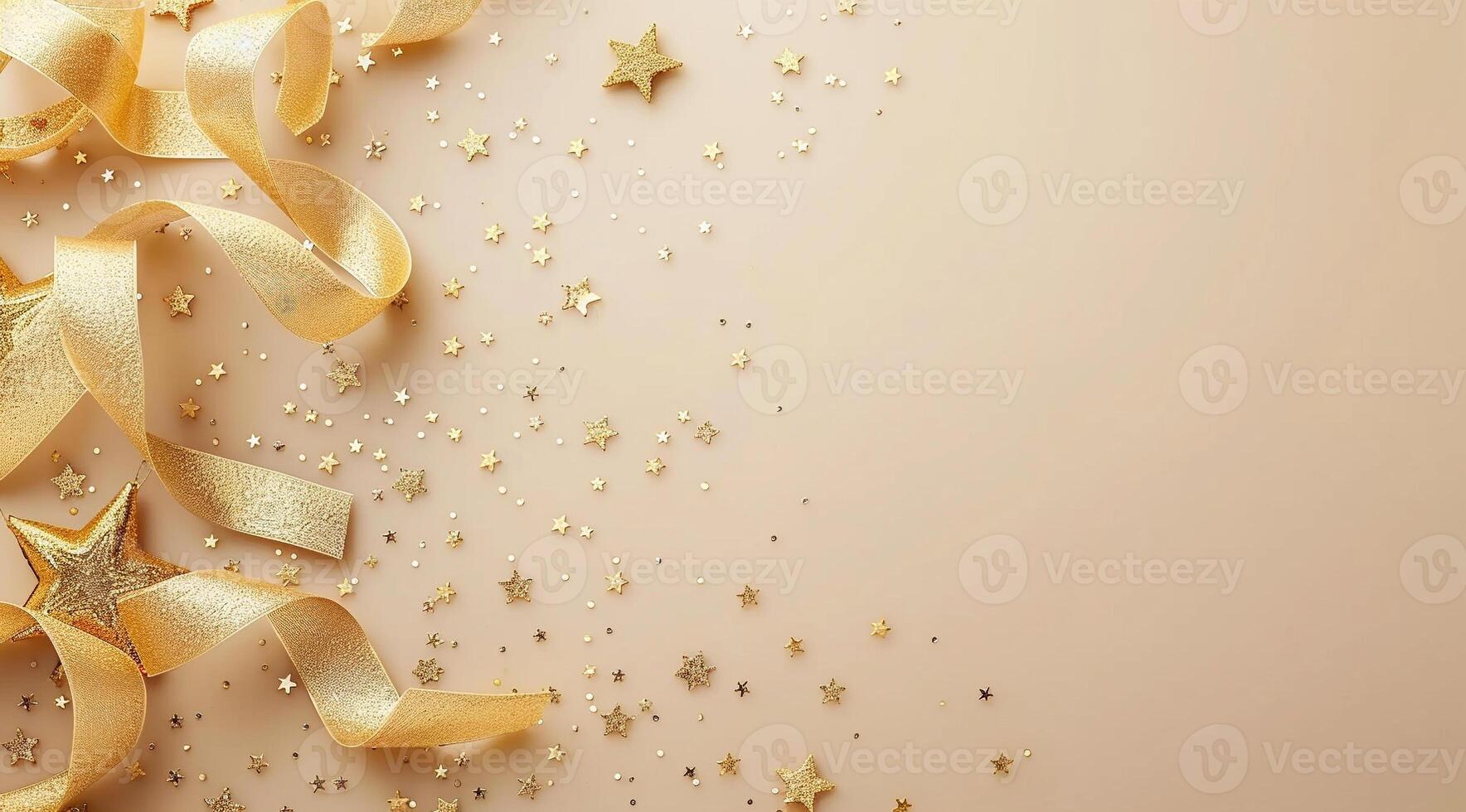 A gold ribbon with stars on it photo